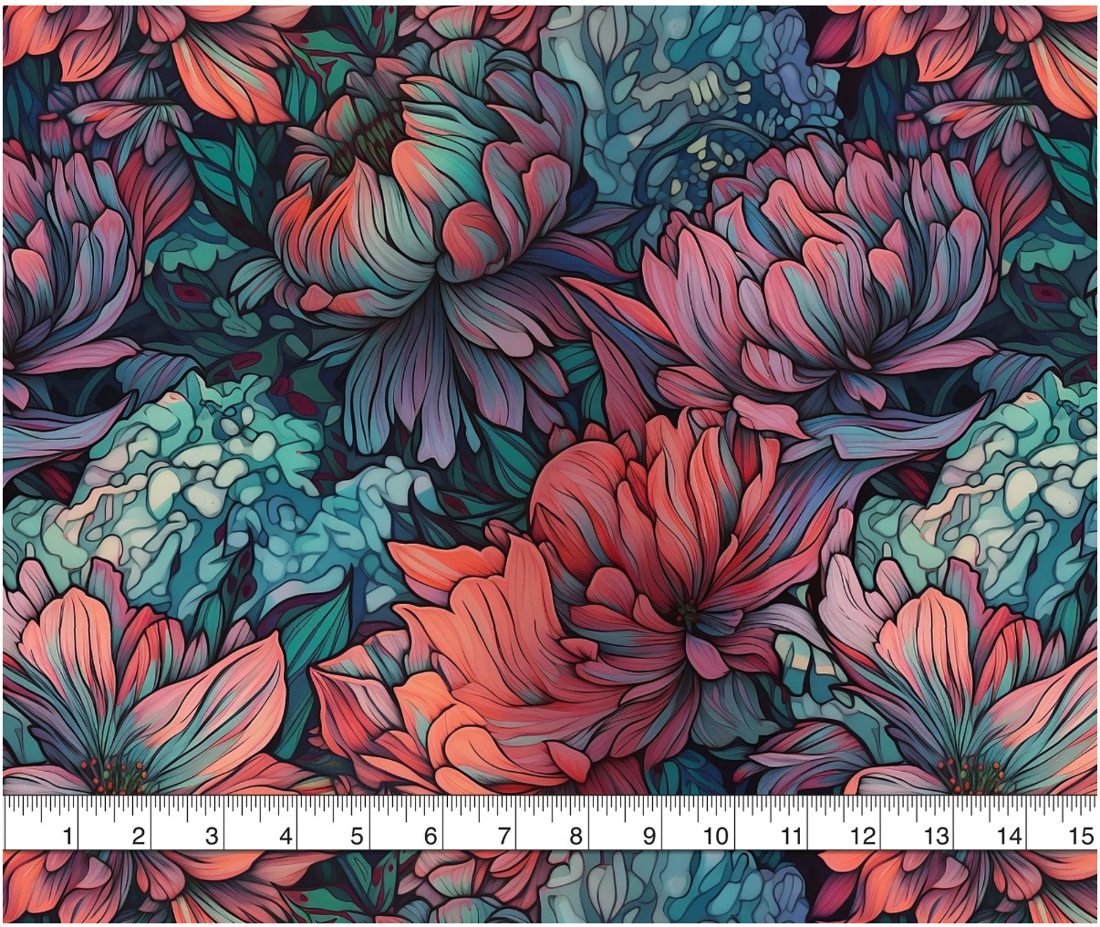 (image for) Waterproof polyester canvas - moonlit peonies